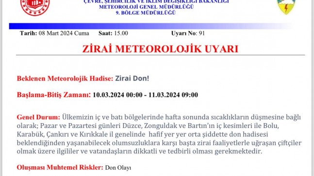 Zirai Meteorolojik Uyarı